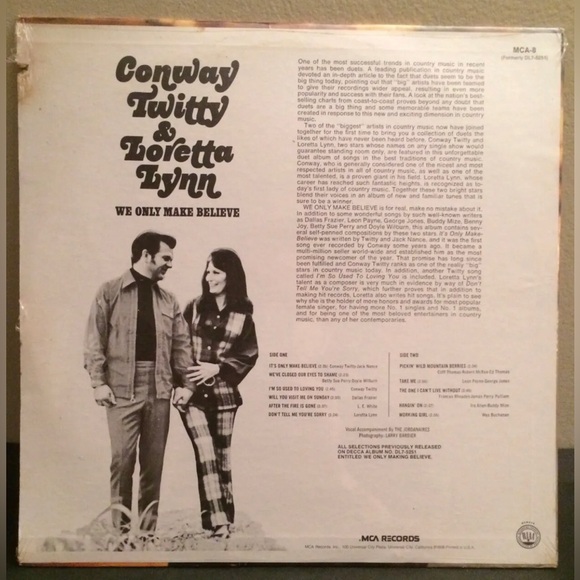 Conway Twitty & Loretta Lynn “We Only Make Believe” LP 1970 Sealed! - Picture 2 of 3
